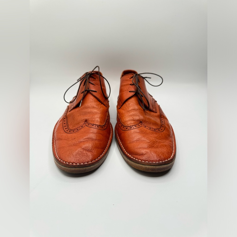 A.Testoni Men's Orange Leather Dress Shoes Size 8